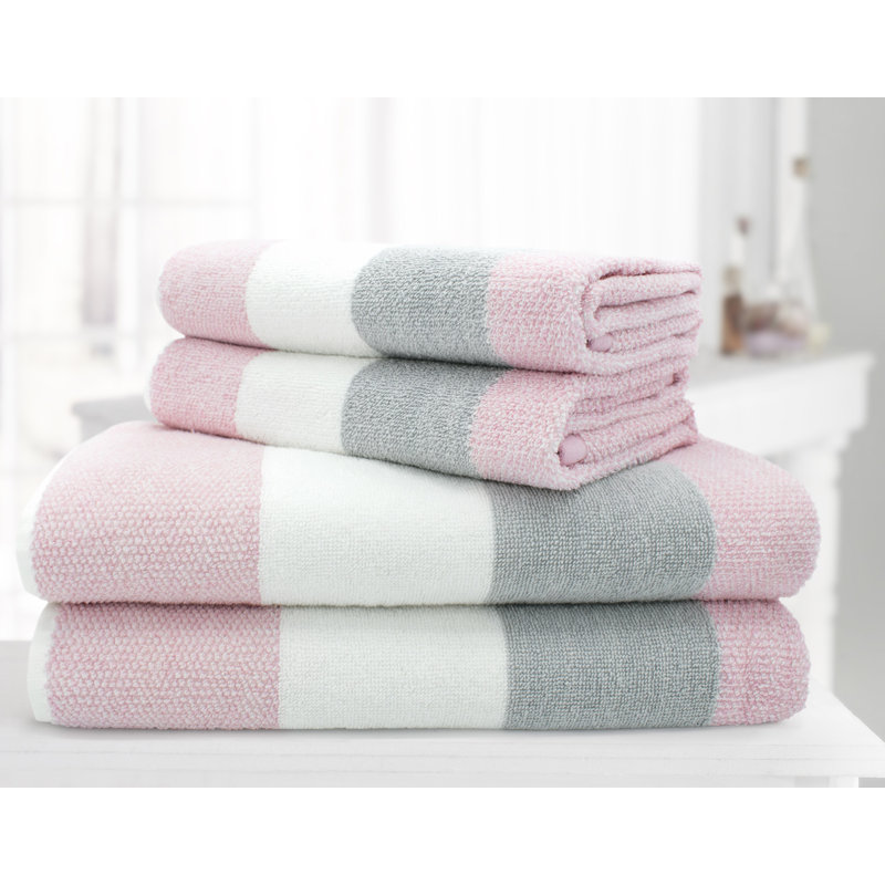 Eloy 100 Percent Cotton Stripe Bath Towel, Pink