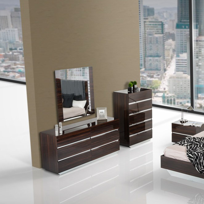 Miroir de commode rectangulaire moderne et contemporain & Decastro, Ébène