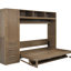 Lit double en bois antique avec garde-robe, tiroirs et espaces de rangement pratiques - Économie d'espace et tablettes polyvalentes de haute qualité