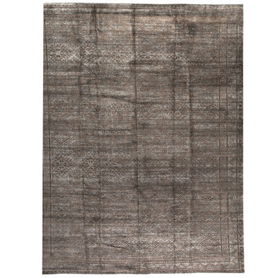 Wool Abstract Area Rug in Gray