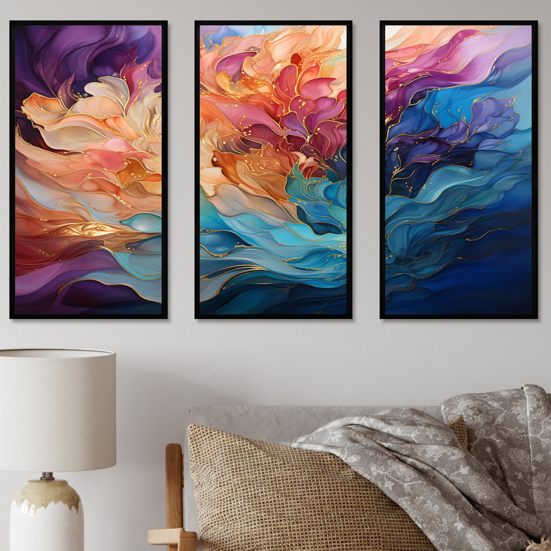 Goslar - Aurora Borealis, ensemble d'art sur toile, Cadre flottant noir, H 28 po x l 36 po x P 1 po