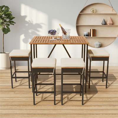 4 - Person Patio Dining Set with Extendable Rectangular Table , Cushions Included