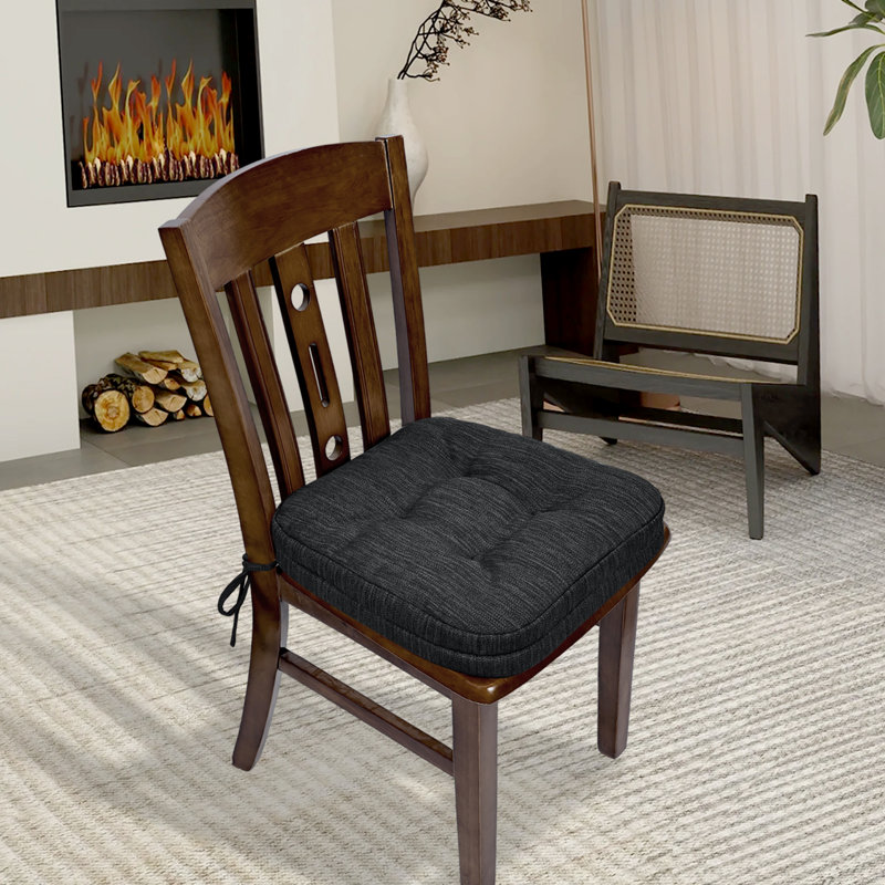 Coussin de chaise de salle à manger d'intérieur 3,7 po Ireneo, Noir