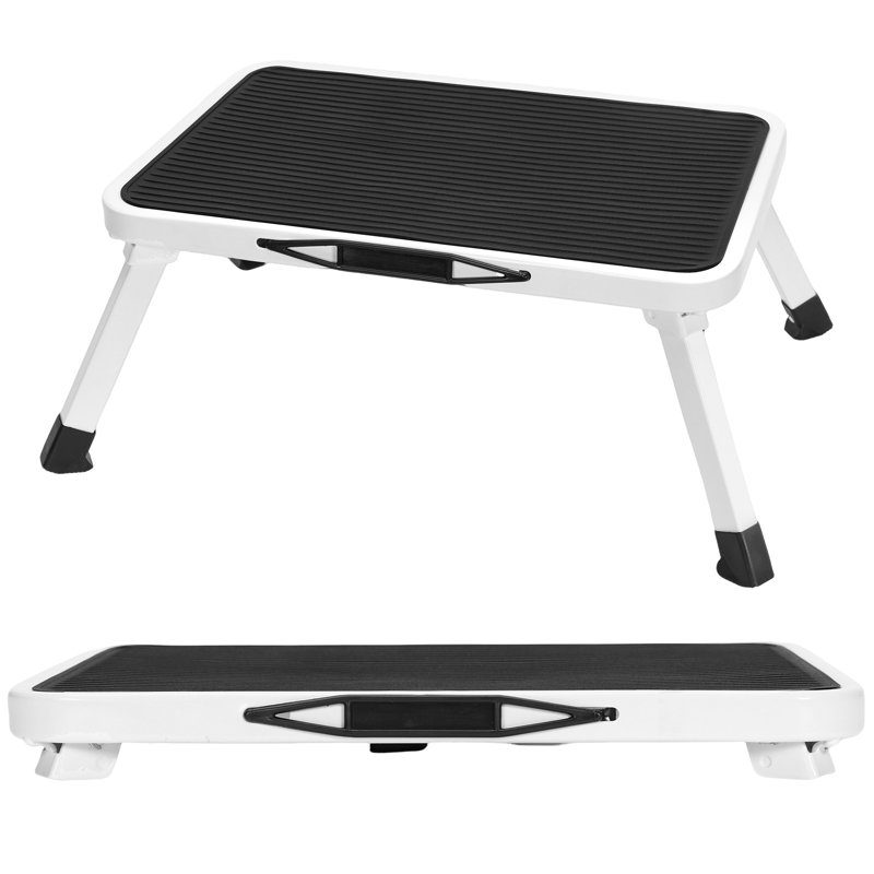 Tabouret pliable en métal à 1 marche, plateforme antidérapante pouvant supporter jusqu'à 500 lb, escabeau en métal