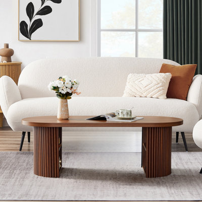 47.24" Oval Coffee Table With Storage