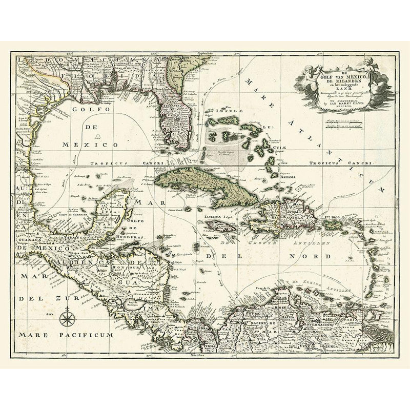 Williston Forge unknown Gallery Wrapped Canvas Art Titled: Map of the Gulf of Mexico