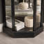 Vitrine de coin vitrée éclairée avec tablettes réglables, armoire à vin en cerisier sculpté, parfaite pour la maison ou le bureau - Noir
