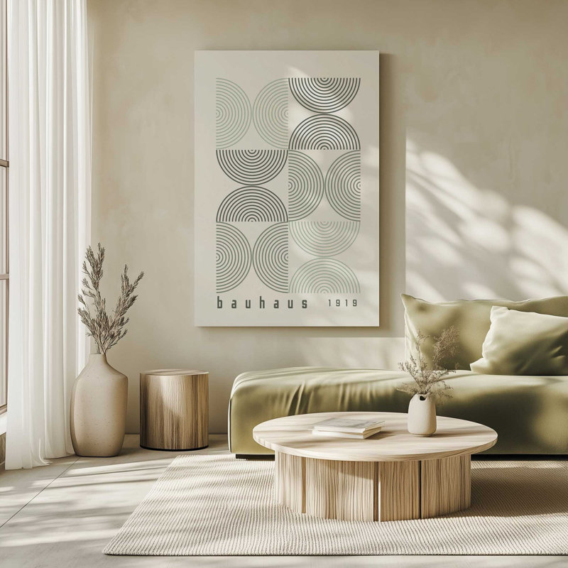 Affiche de composition Bauhaus, H 36 po x l 24 po, Beige/vert, Toile tendue