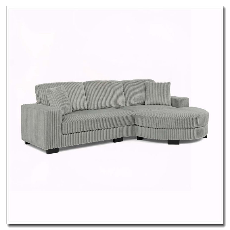 Canapé-lit modulaire rembourré en velours Corduroy, Grey Fabric