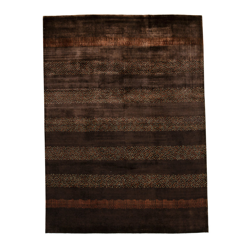 Wool Striped Area Rug in Brown