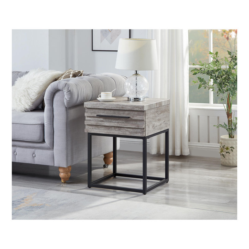 Celestial Contemporary Storage End Table, Gray