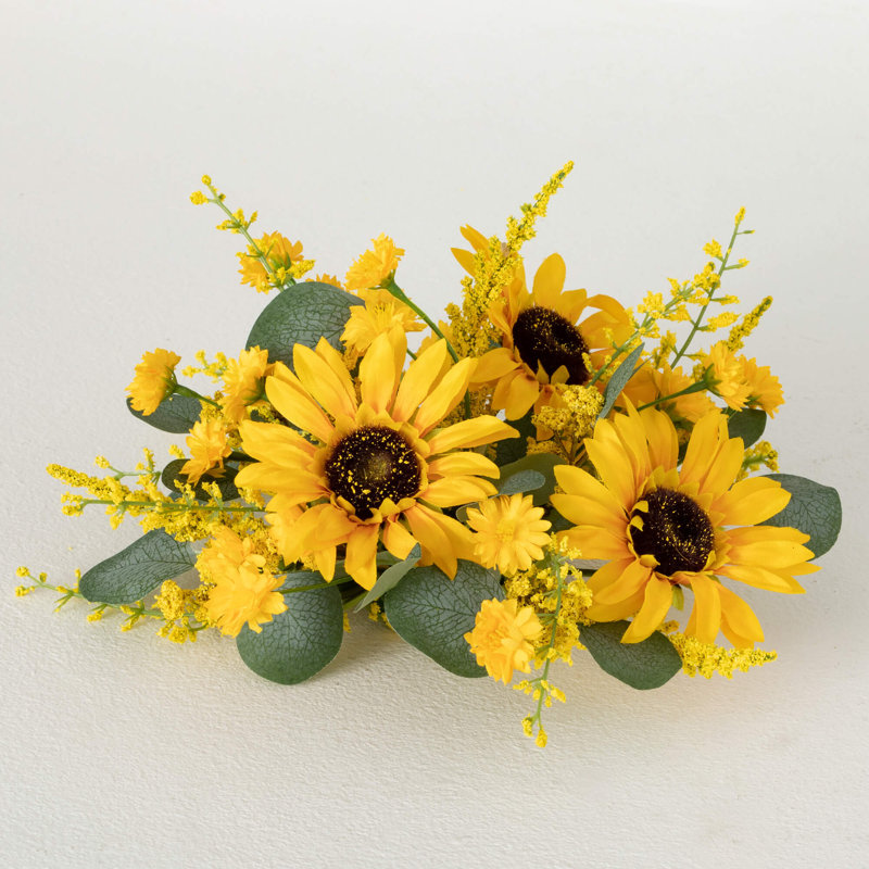 5" Artificial Sunflower Eucalyptus Orb