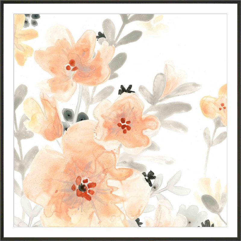 «Blush Garden III» par June Erica Vess - peinture encadrée, H 40,09 po x l 40,09 po x P 1,1 po, Noir