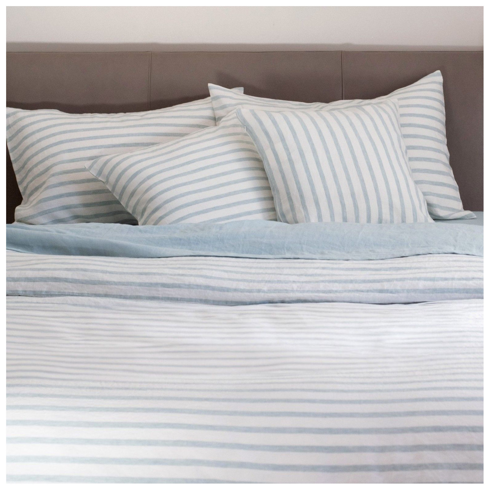 100% French Linen Pillow Sham, Cream & Wave Stripe, Square 26", Pillow Cover Only - No Insert
