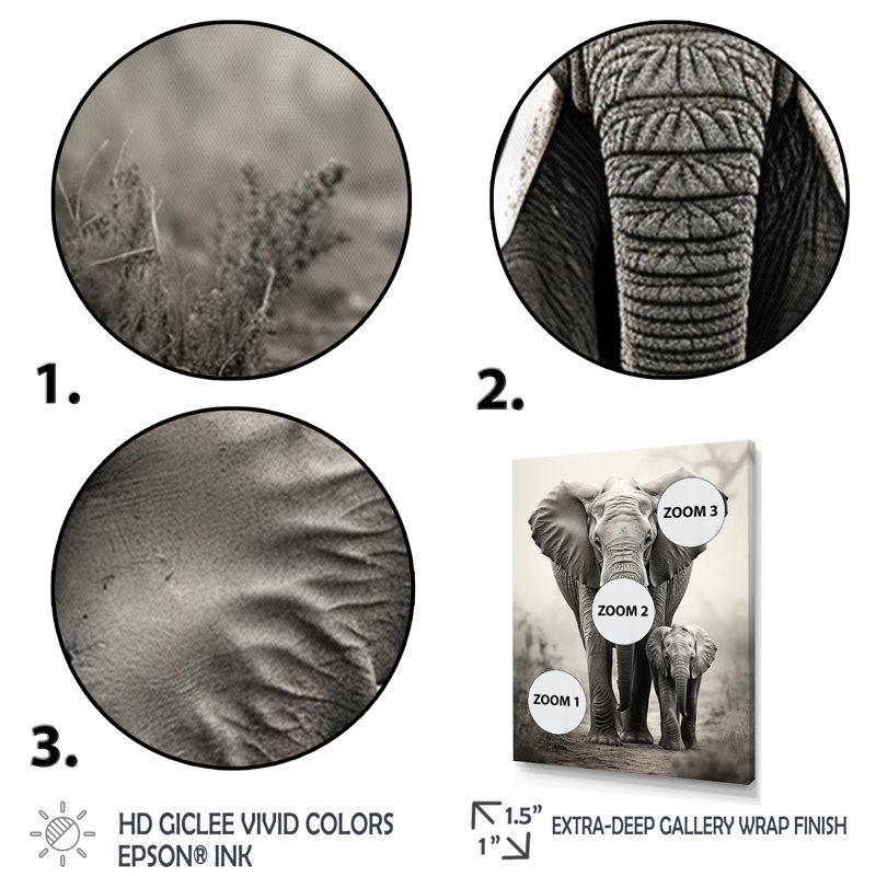 «Leiding Elephant Whispers Of Afrique II», art mural éléphant, H 20 po x l 12 po x P 1 po, Cadre doré simple