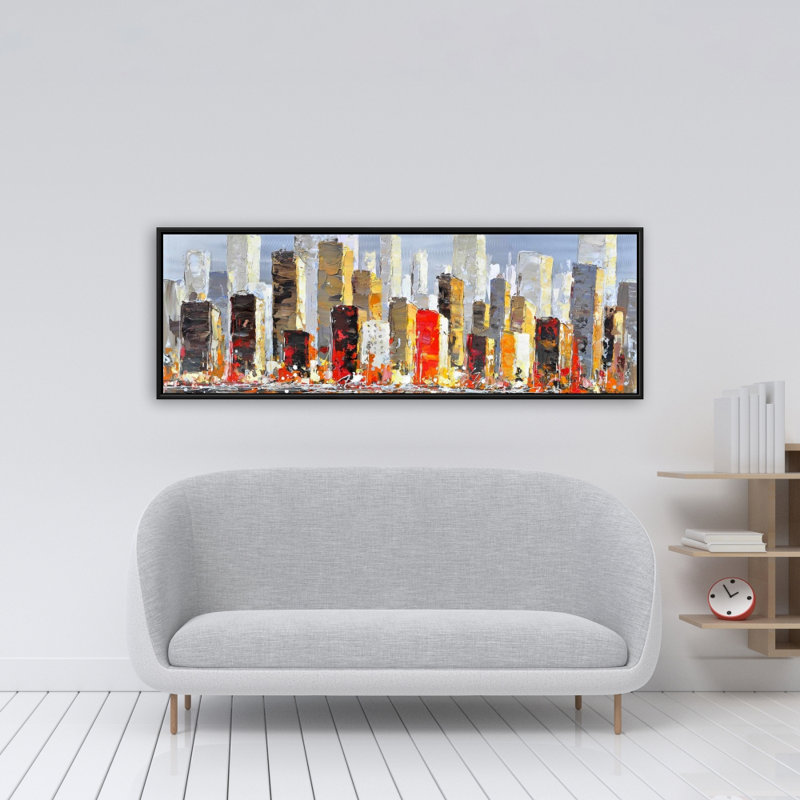 «Colorful Buildings With Water Reflection» sur toile, H 16 po x l 48 po