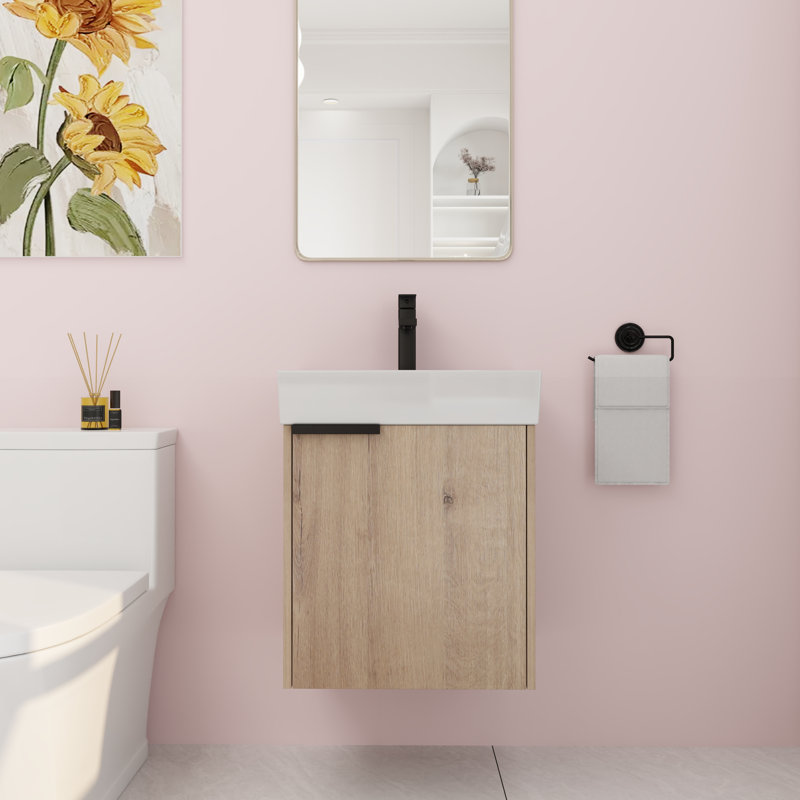 Meuble-lavabo mural simple 19,16 po avec plateau en céramique Texoma
