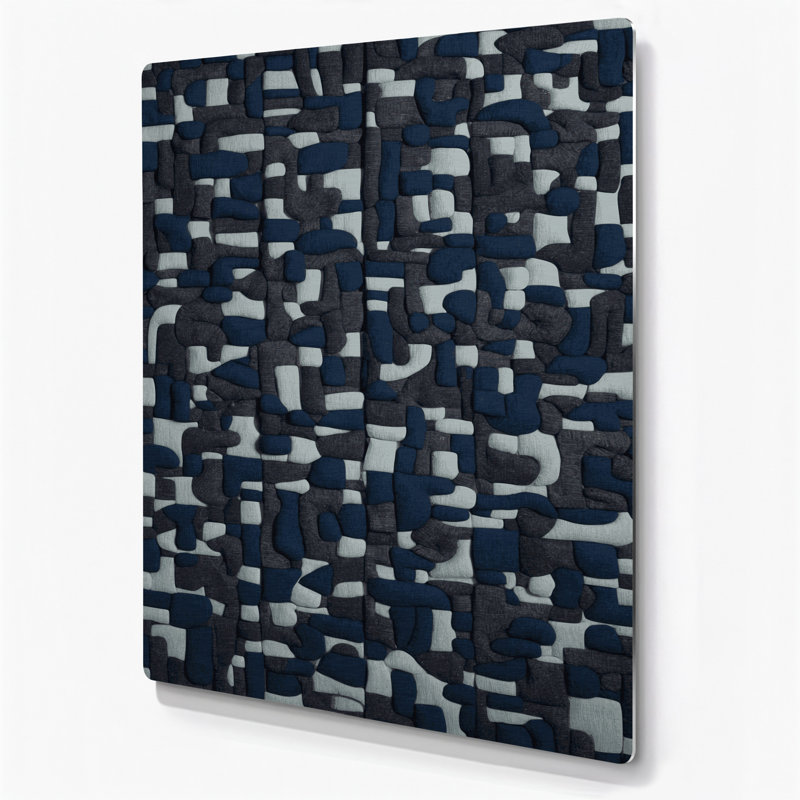 «Abstract Shapes» 14, art mural gris en métal, H 11 po x l 14 po