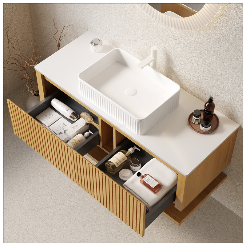 Meuble-lavabo de 48 po en contreplaqué avec évier en céramique