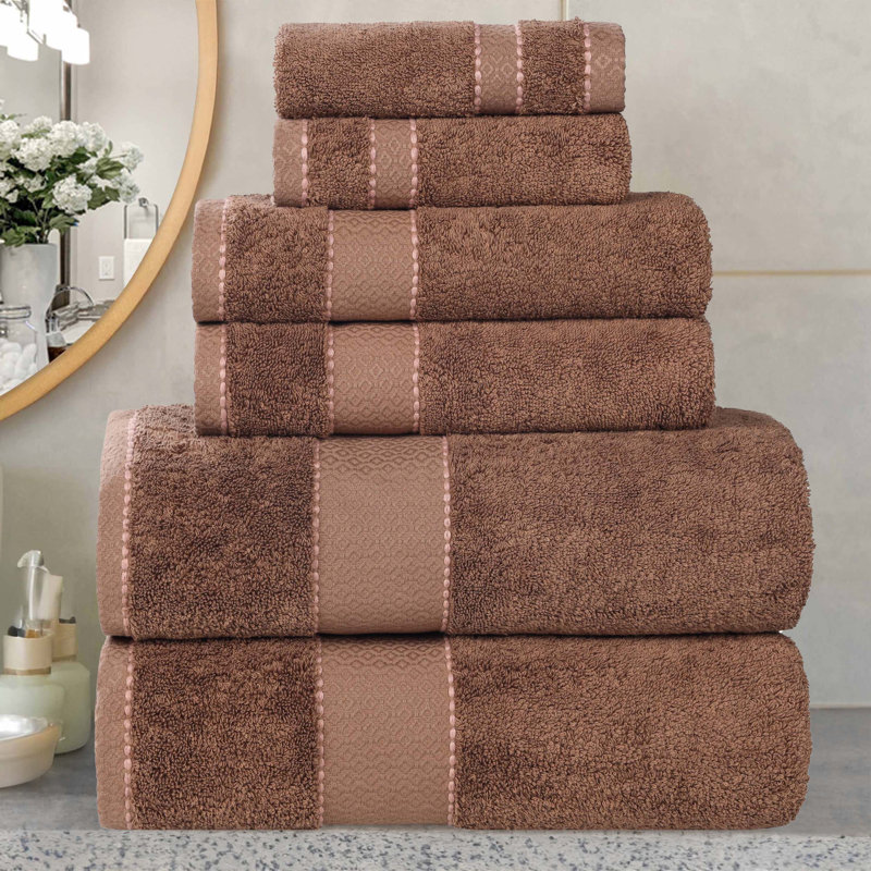 Niles 6 Piece Egyptian Giza Cotton Towel Set, Chocolate