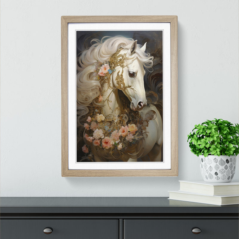 Horse Rococo - Framed Print, 34cm H x 25cm W x 2cm D, Oak Framed