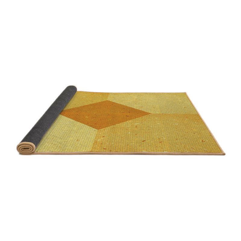Tapis décoratif jaune à motifs géométriques Haralson, Rond 8 pi