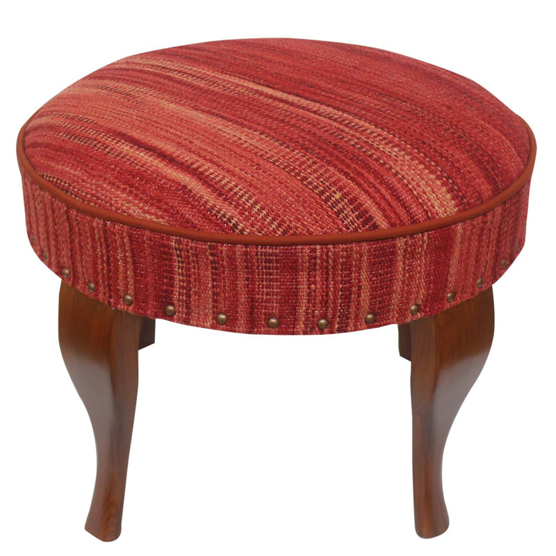 Repose-pieds standard rond 24 po Anaum, Laine rouge moderne Adelyn