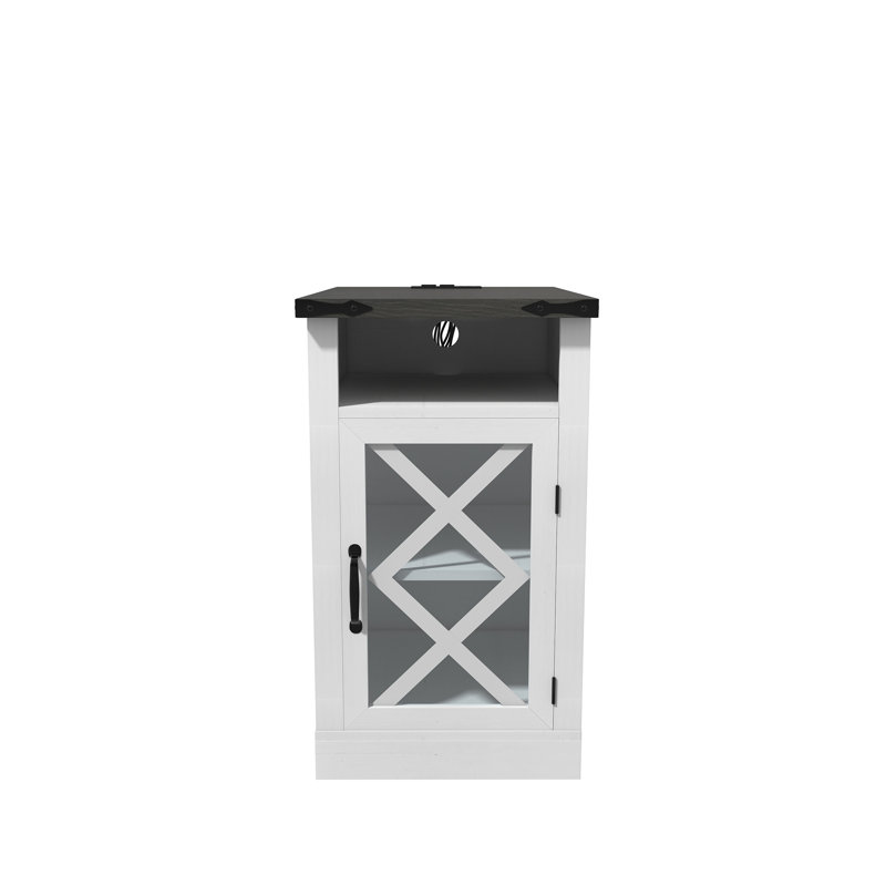 Table de bout Farmhouse avec station de charge (table de chevet incluse seulement)