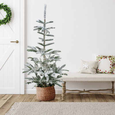 Sapin de Noël artificiel mince floqué Nordmann