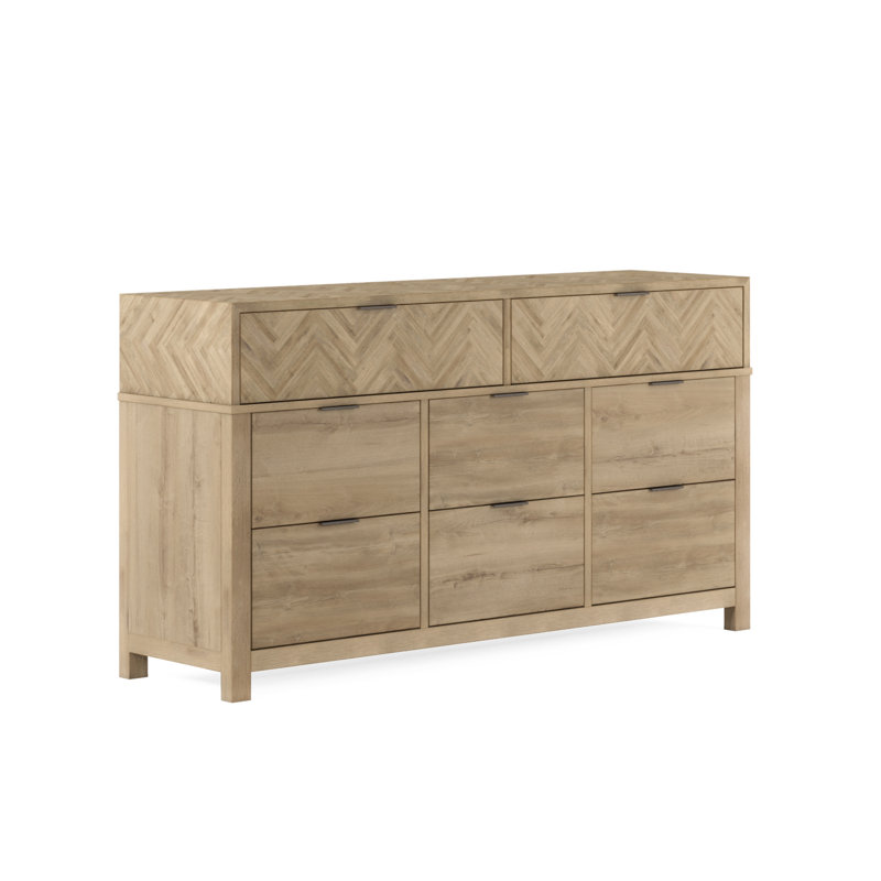 Commode en bois massif à 8 tiroirs Keenyah