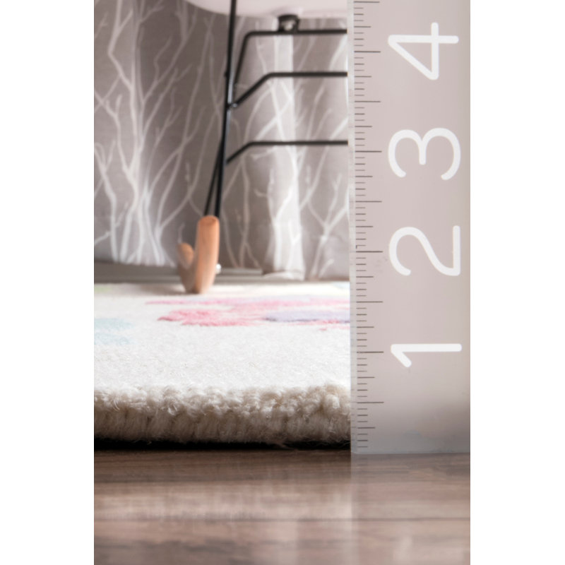 Tapis rose / bleu en laine tissé à la main Holloman, Rectangle 5 pi x 7 pi
