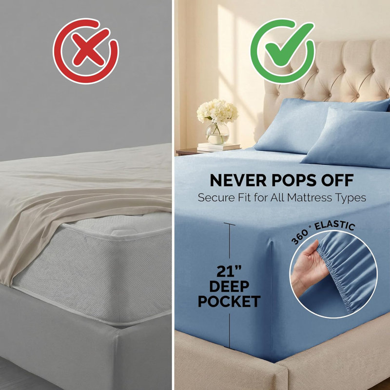 Vilano Springs Extra Deep Pocket Sheet Set, 6-Piece Ultra Soft Microfiber Sheets and Pillow Cases, Wrinkle Resistant, Easy Care