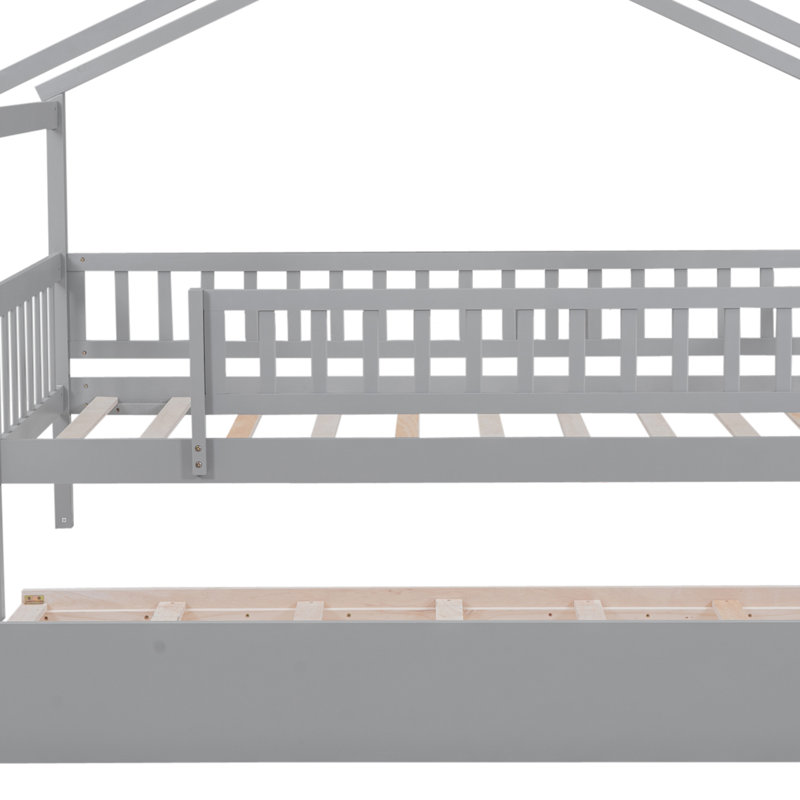 Pisinemo House Beds with Trundle, Gray, Twin
