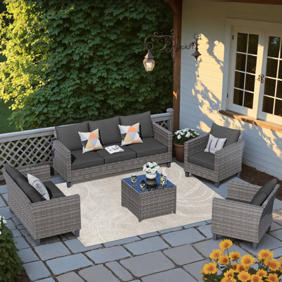 Viani 7 - Person Patio Conversation Set with Cushions