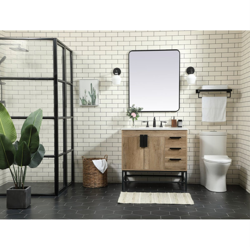 Ensemble de meuble-lavabo simple 36 po Eugene, Chêne naturel
