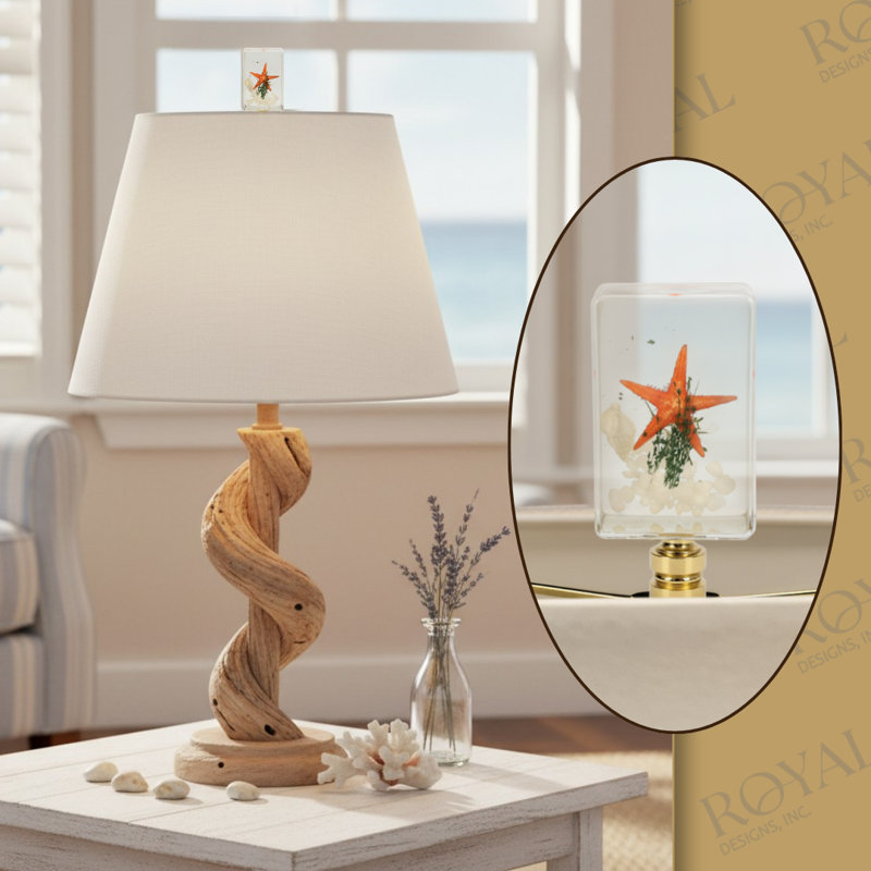 Royal Designs, Inc. F-5113PB-2 Étoile de mer en résine faite à la main, orange, base en laiton poli, paquet de 2