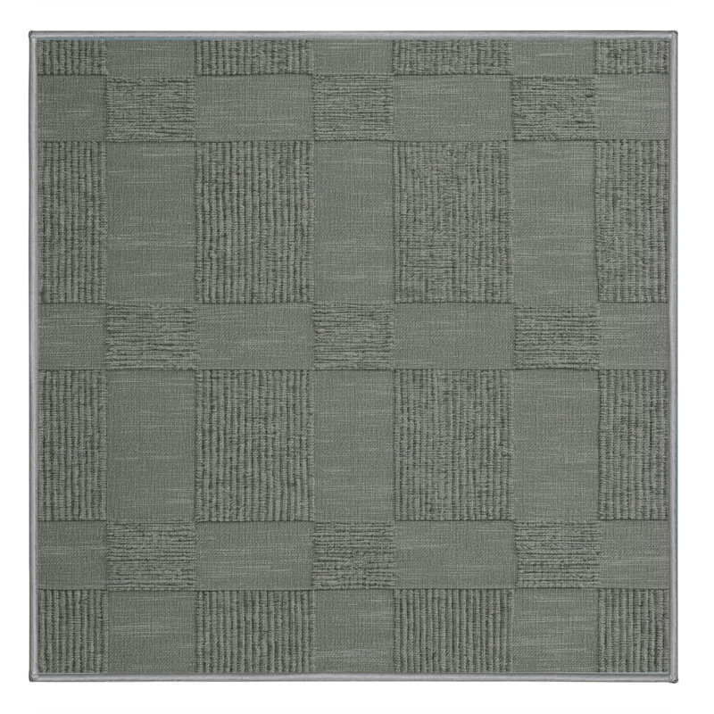 Tapis brun à carreaux lavable à la machine, Rond 3 pi