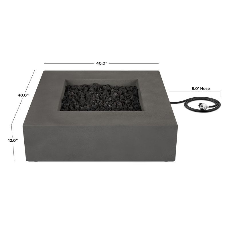 Estes Concrete Propane Fire Pit Table by Jensen Co., 11.75" H x 40" W x 40" D, Propane, Flint