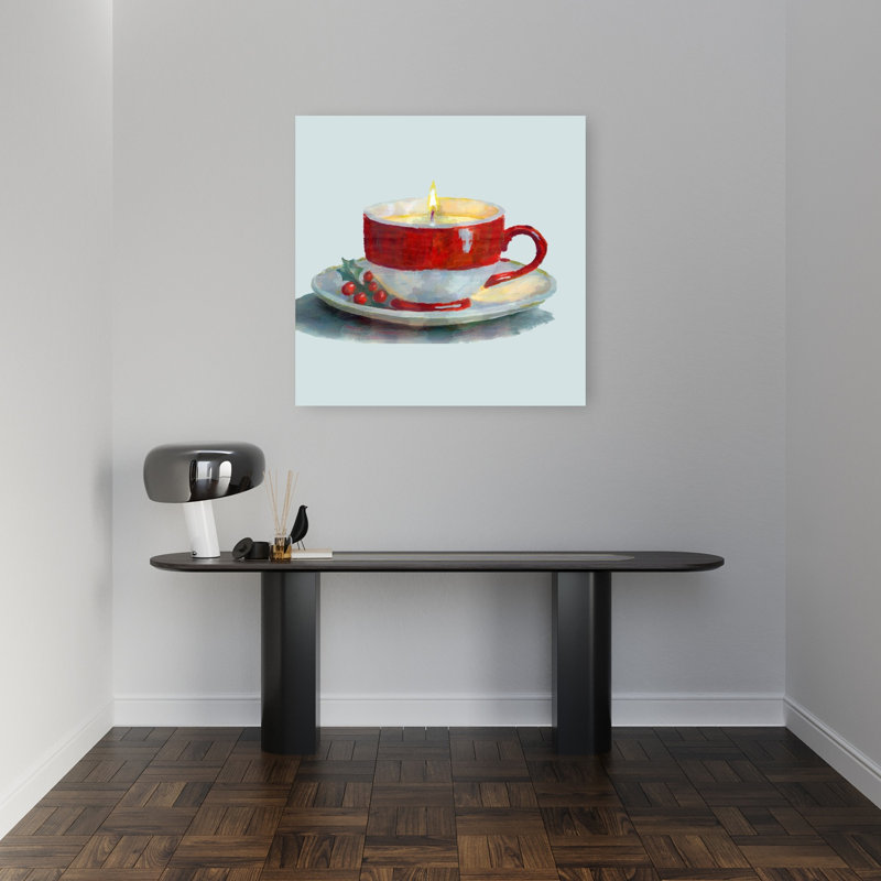 «Christmas Teacup Candle Contemporary Winter», reproduction d'art murale, H 32 po x l 32 po