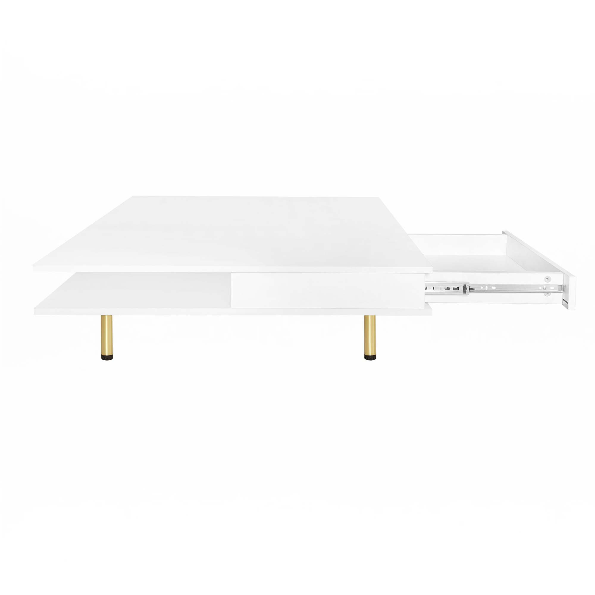 Mercer41 Exquisite High Gloss Coffee Table With 4 Legs And 2 Small ...