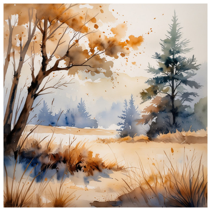 Édredon aquarelle paysage d'automne, Grand lit