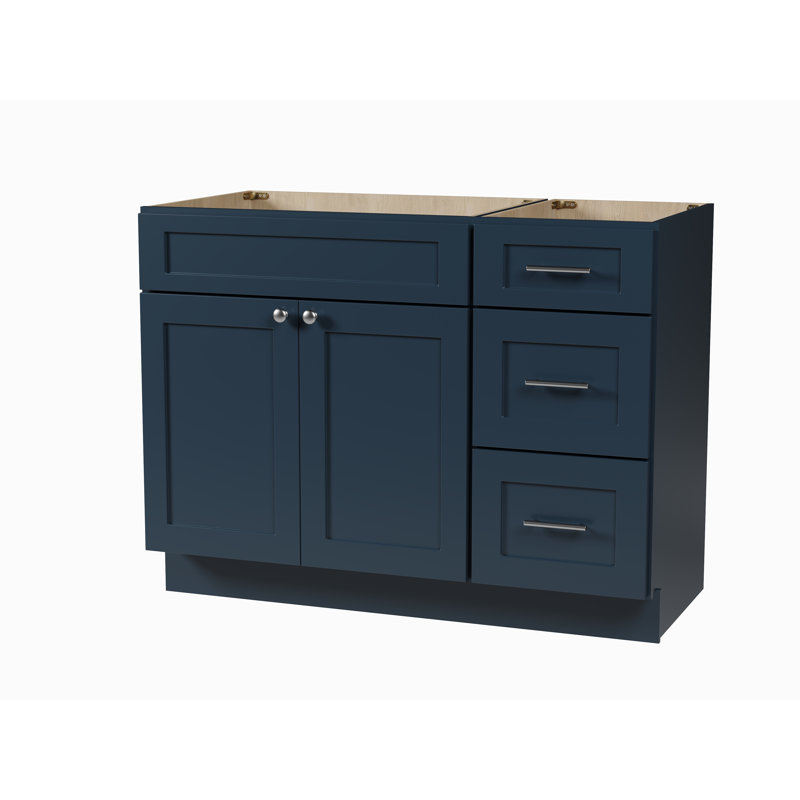 Disar 45'' Single Bathroom Vanity With Drawer Right Base Only, Blue
