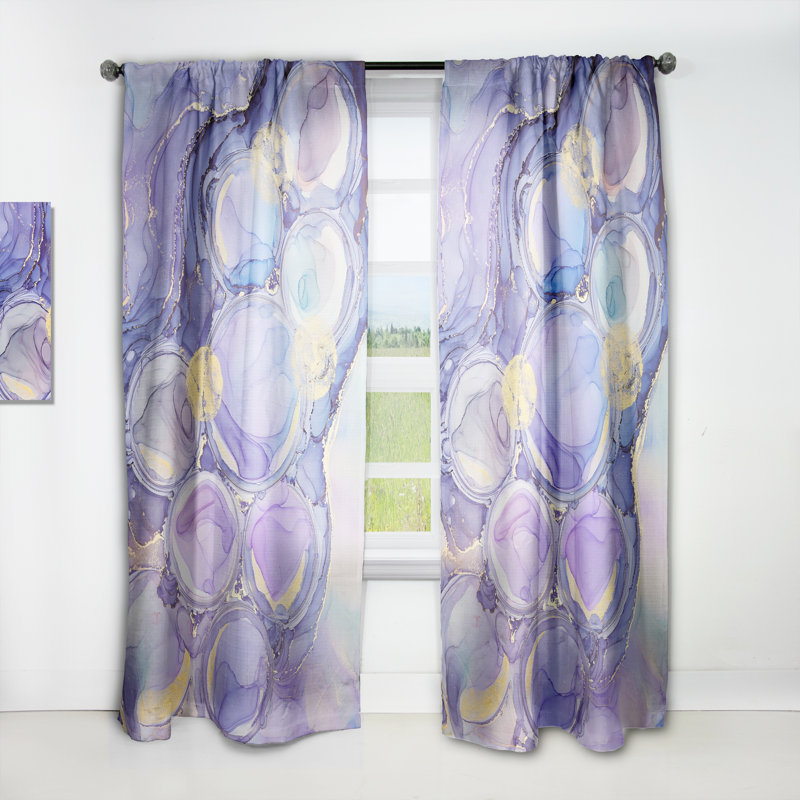 Mauve luxueux abstrait fluide Art VI - rideau moderne - velours obscurcissant - 1 panneau