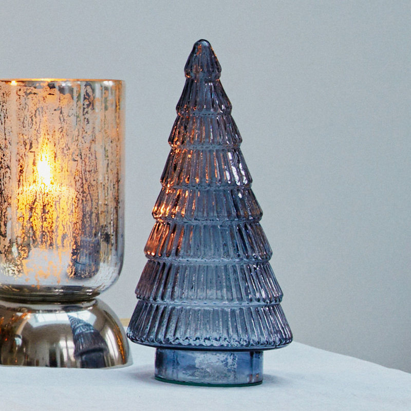 Juniper Glass Christmas Tree, Blue, 41 H x 18 W x 18 D cm