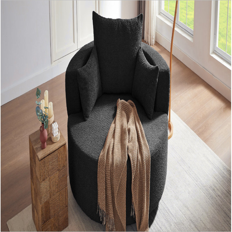 Fauteuil d'appoint pivotant à 360 ° avec 3 coussins amovibles pour le salon, la chambre à coucher, le bureau et l'hôtel