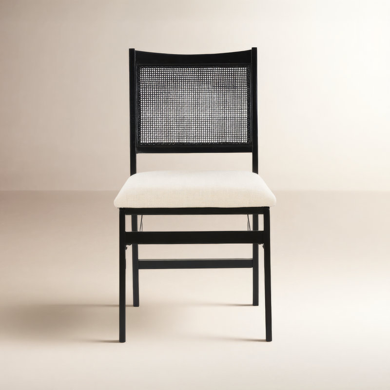 Donner Foldable Cane Back Dining Chair, Black