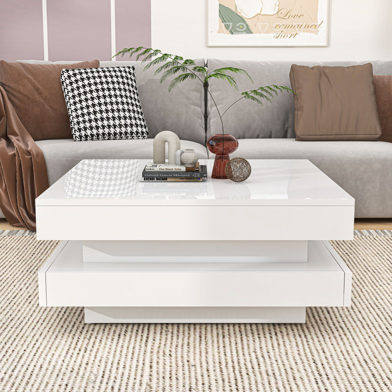 Table basse avec lumières DEL, Blanc