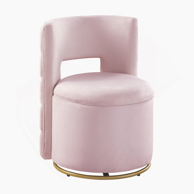 360° Swivel Accent Chair With Storage Function, Velvet Curved Chair With Gold Metal Base For Living Room, Nursery, Bedroom