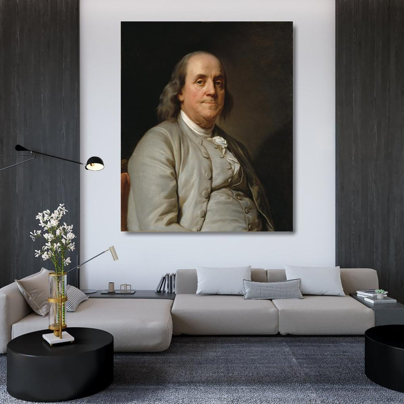 "Benjamin Franklin" par Joseph Siffred Duplessis - Art mural sur toile tendue avec châssis, H 48 po x l 33 po
