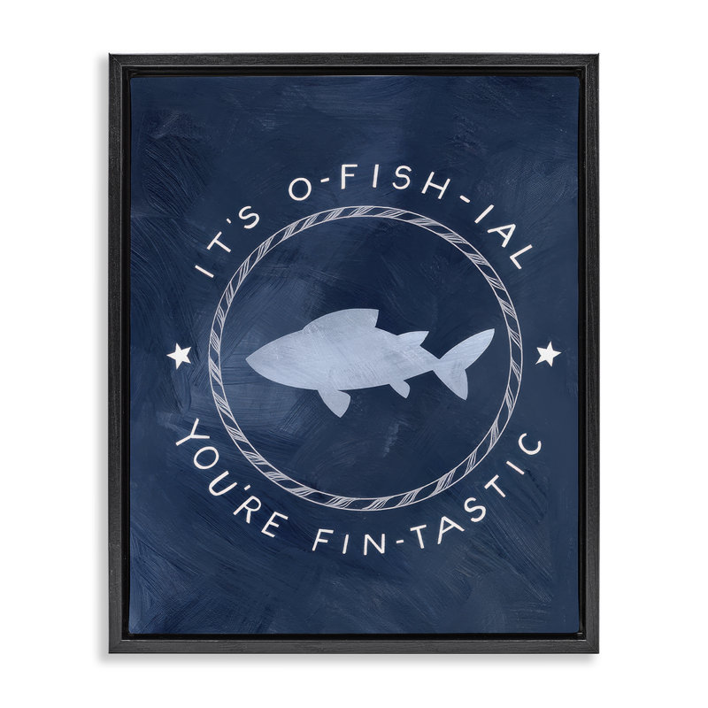  Officially Fantastic Fish Pun Canvas Wall Art by Caverly Smith, Jet Black Floater Frame, 21" H x 17" W